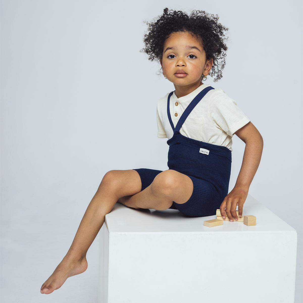 Short Tights with Braces - Navy Blue