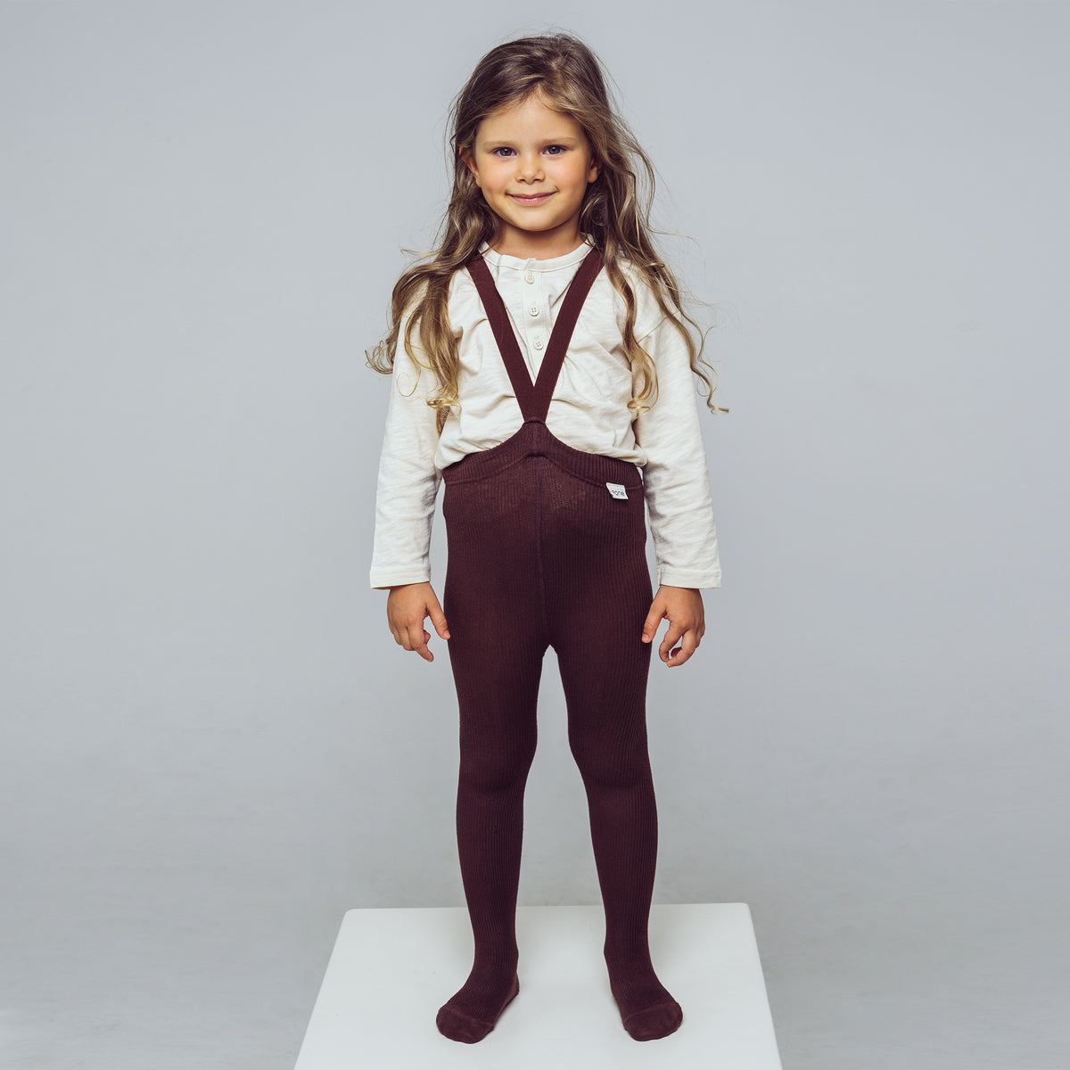Tights with Braces - Chocolate Brown