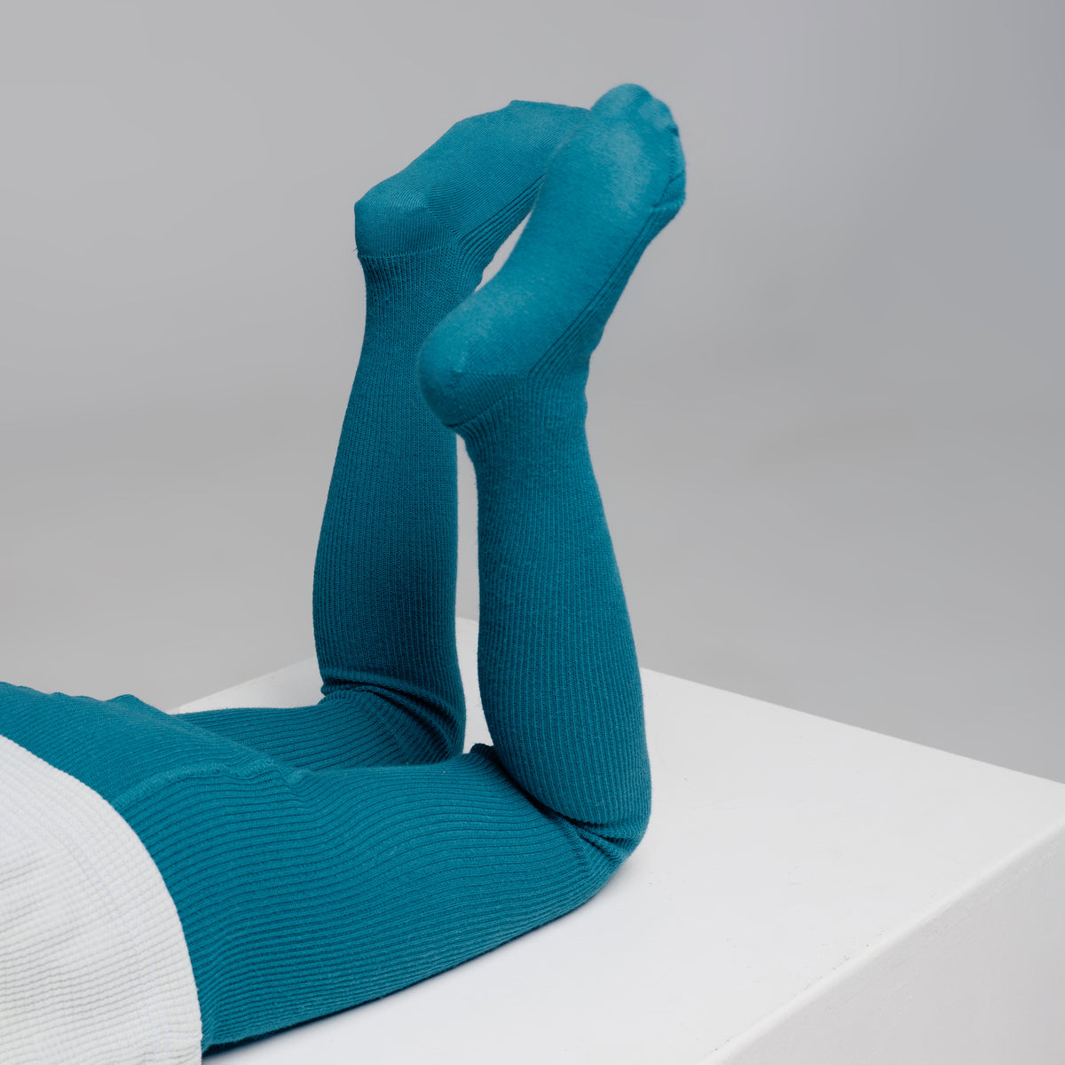 Alpaca Tights with Braces - Petrol Blue
