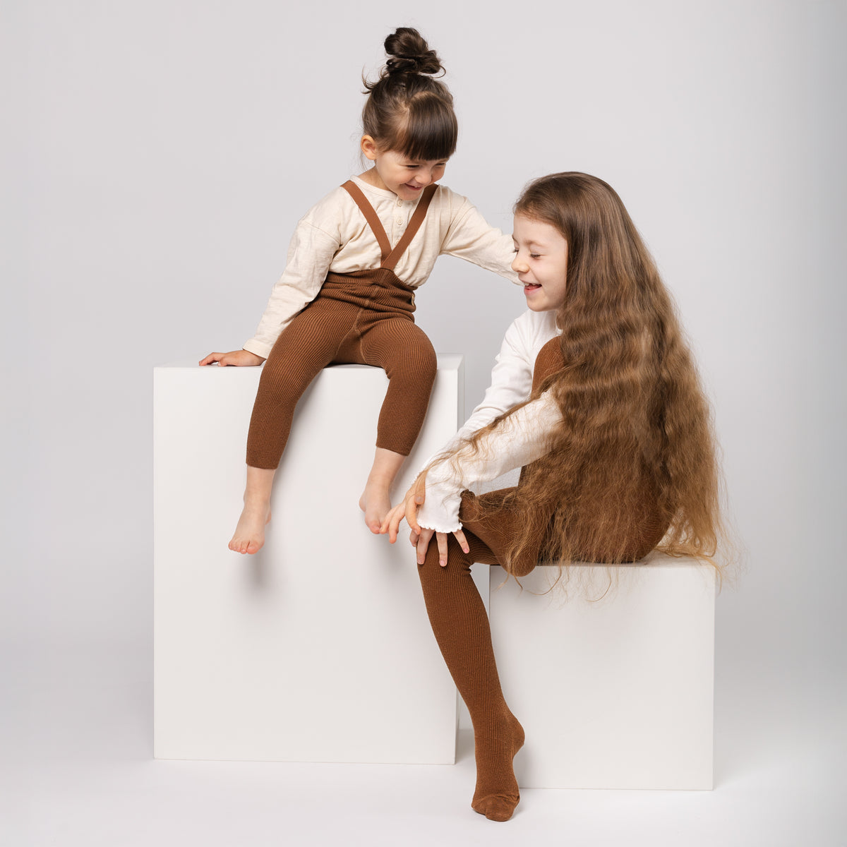 Alpaca Footless Tights with Braces - Hazelnut