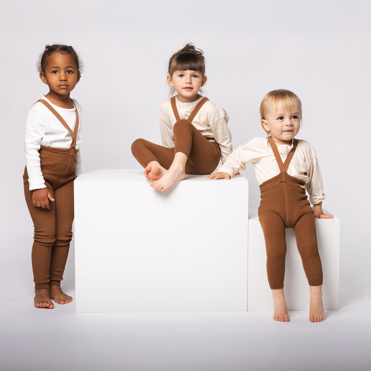 Alpaca Footless Tights with Braces - Hazelnut