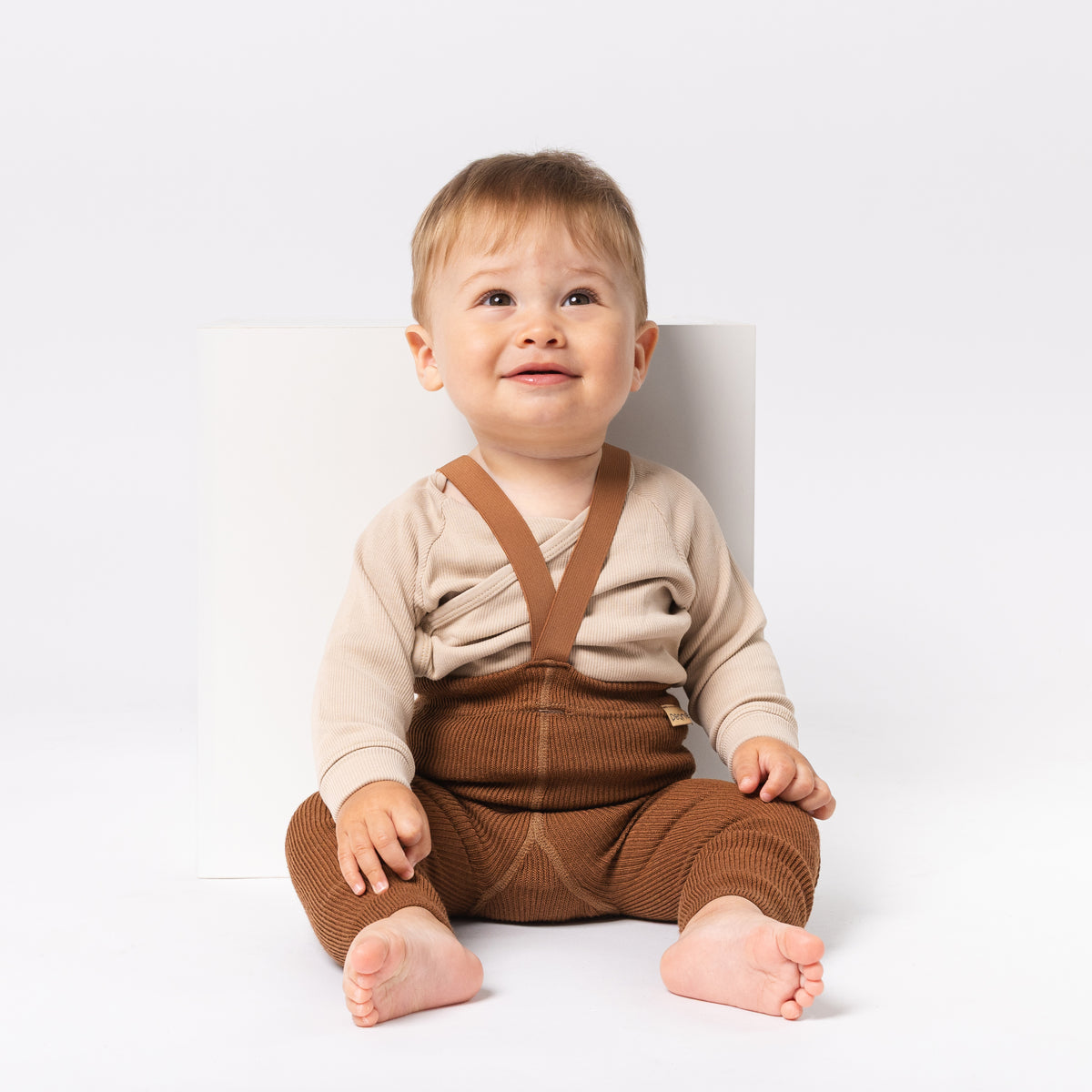 Alpaca Footless Tights with Braces - Hazelnut