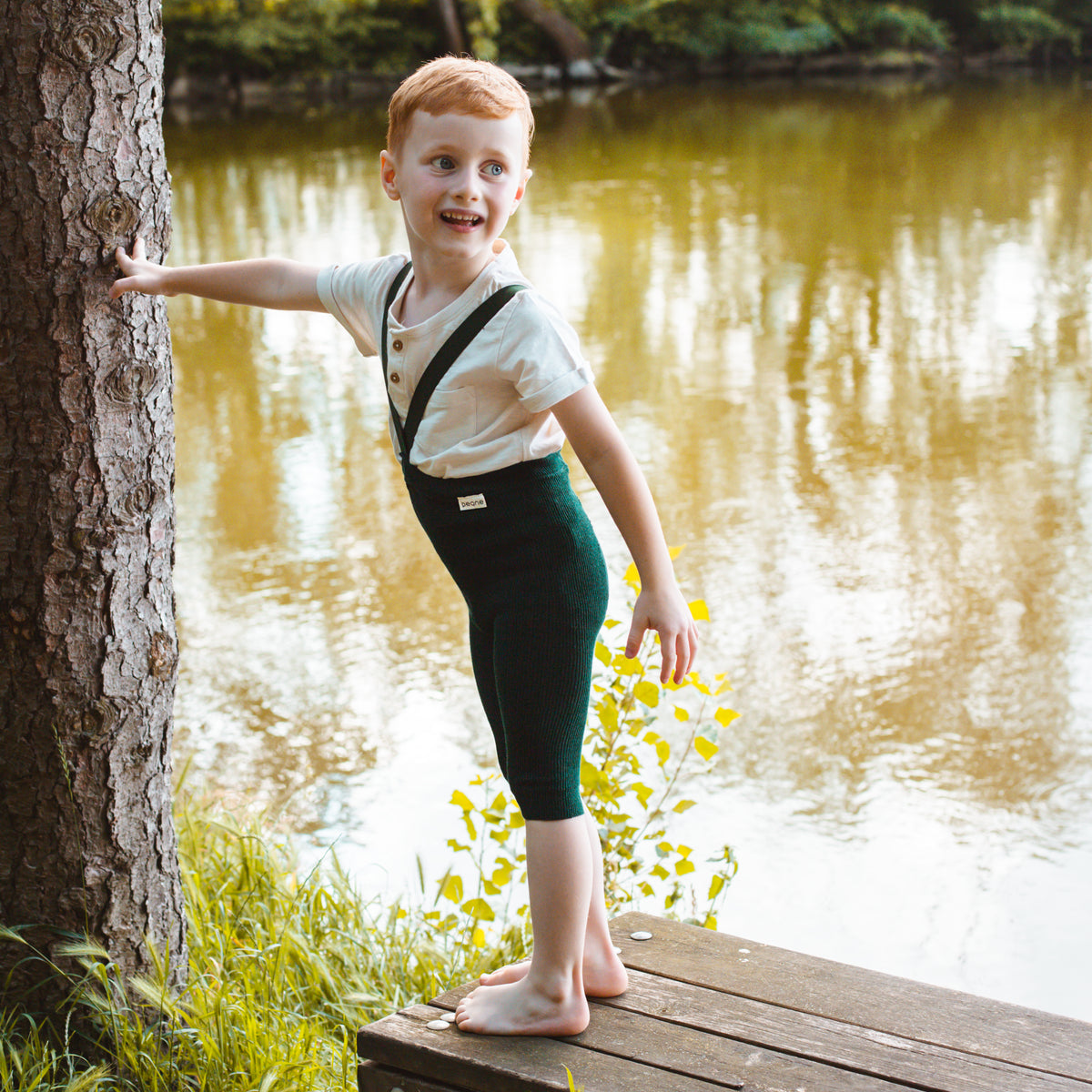 Short Tights with Braces - Conifer Green