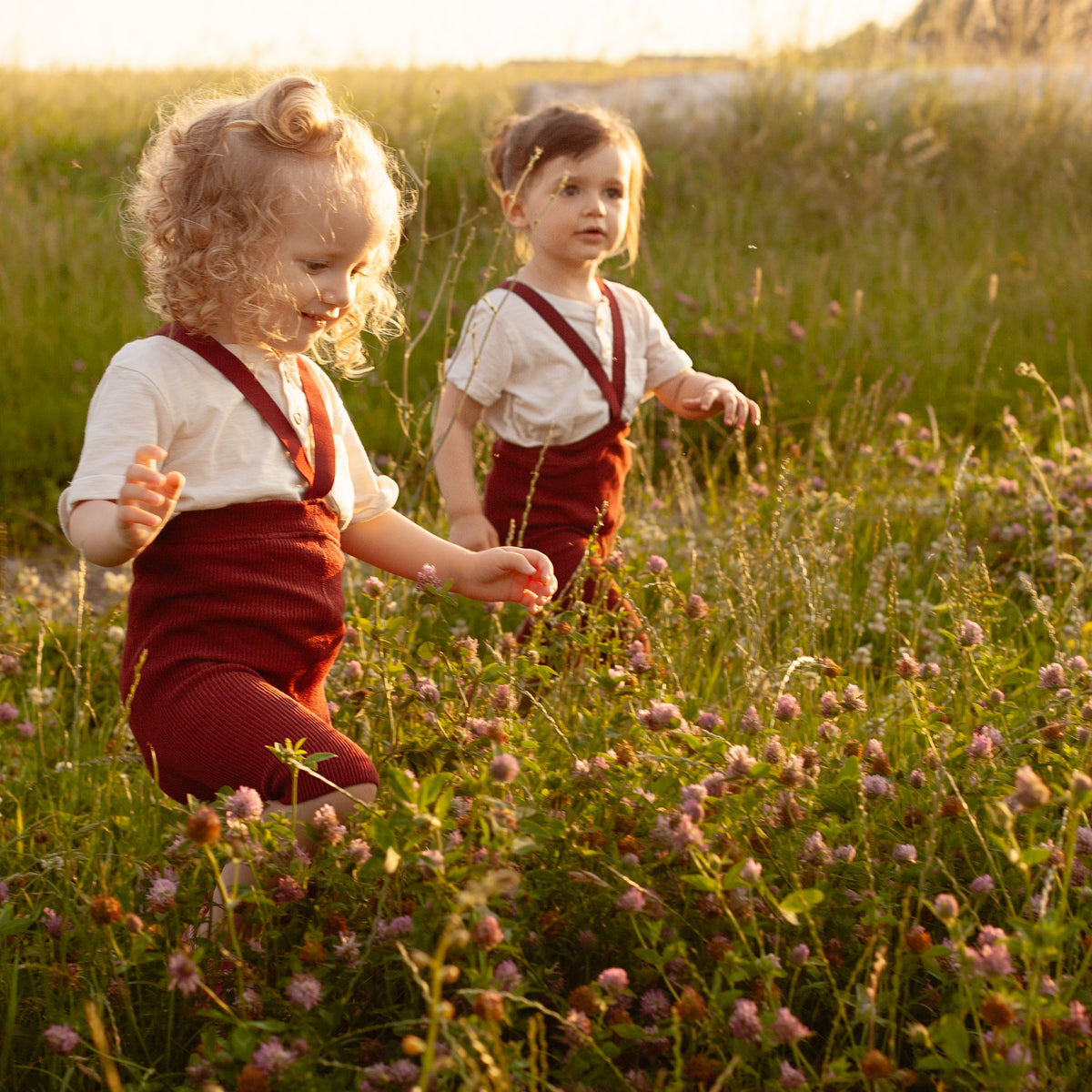 Short Tights with Braces - Cherry Burgundy
