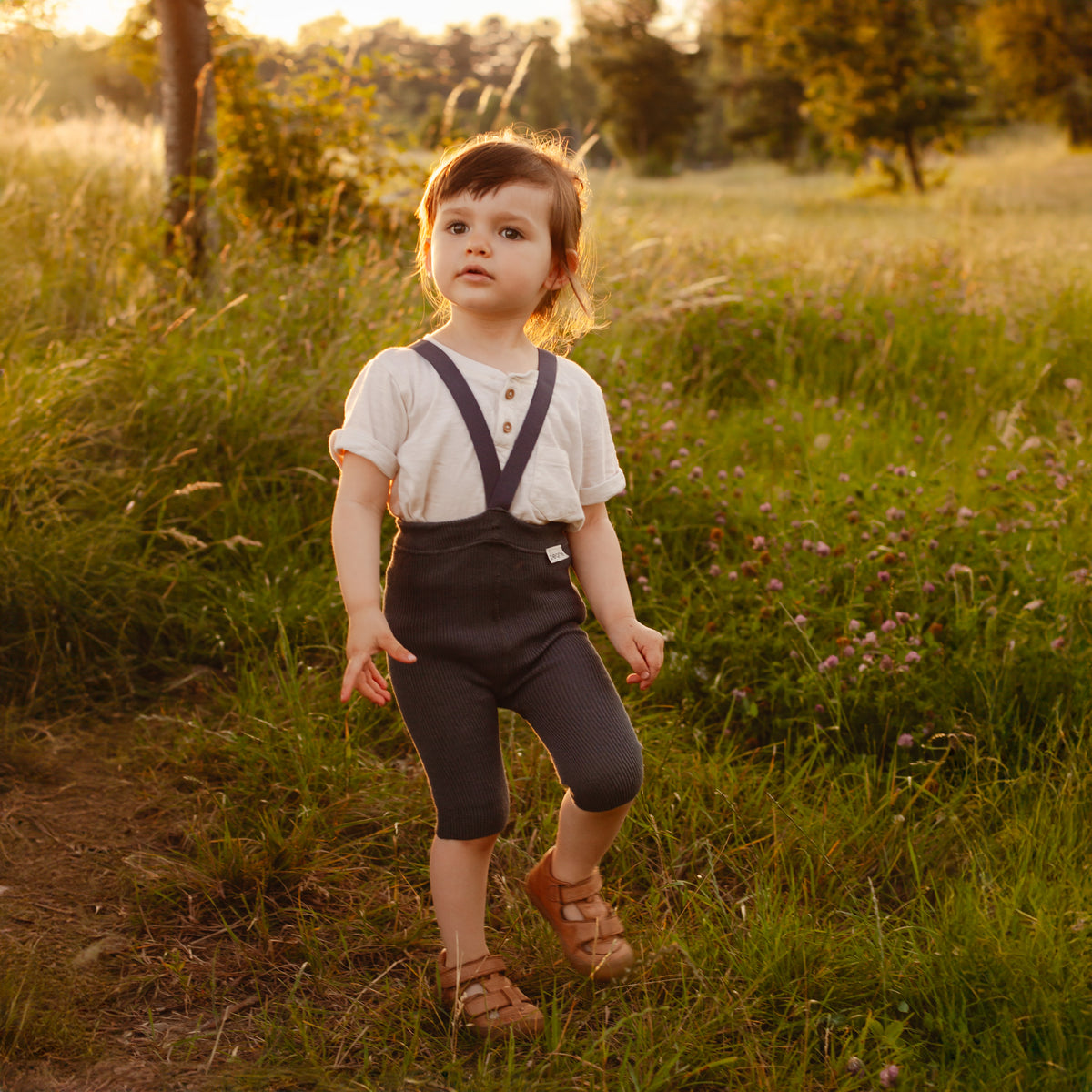 Short Tights with Braces - Pearl Grey