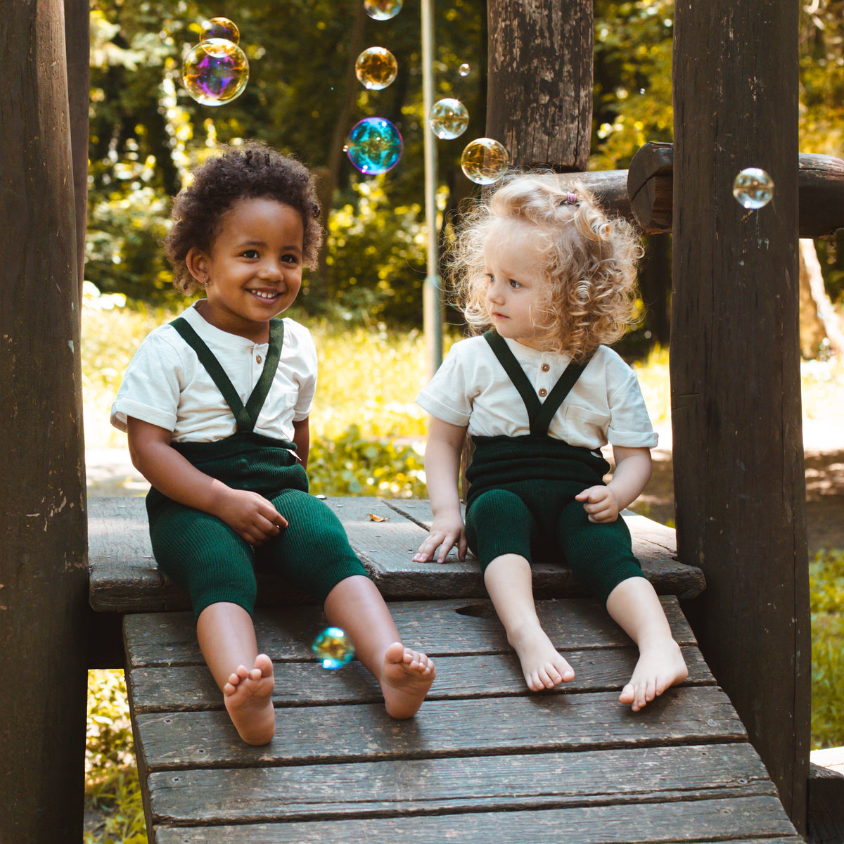 Short Tights with Braces - Conifer Green