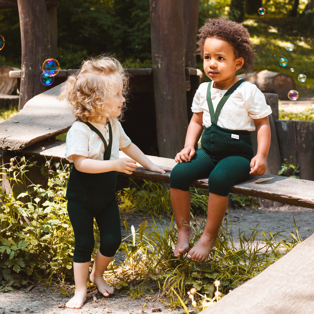 Short Tights with Braces - Conifer Green