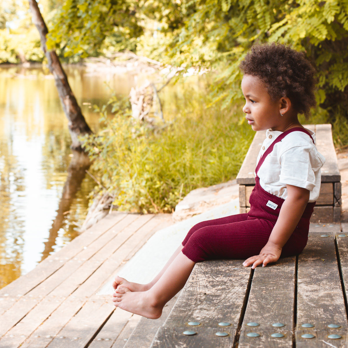 Short Tights with Braces - Cherry Burgundy