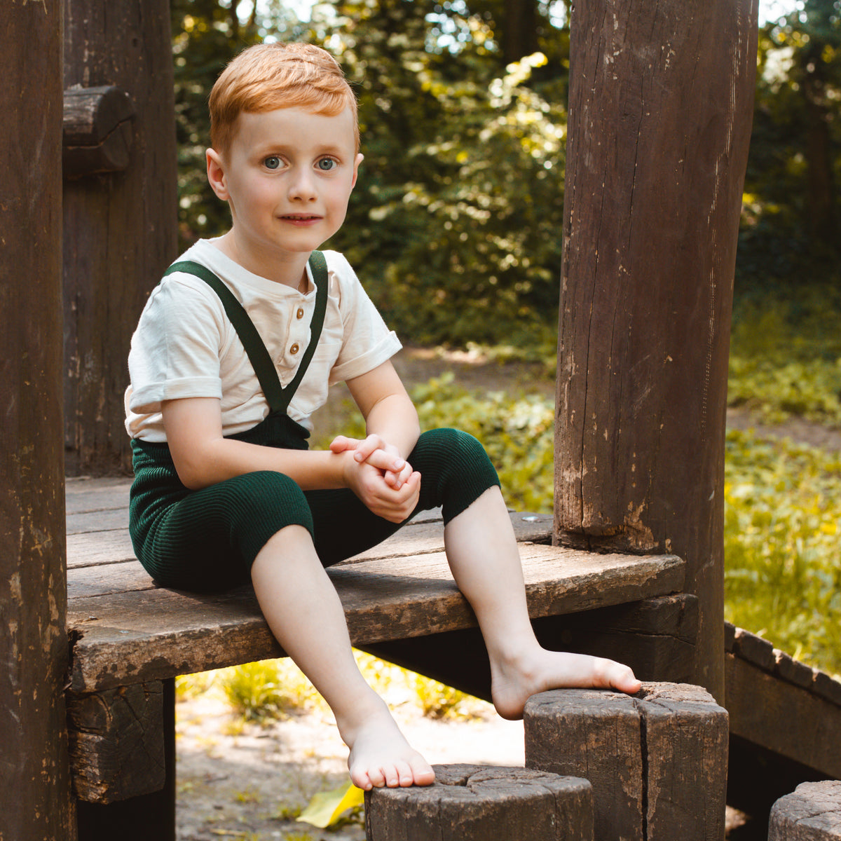 Short Tights with Braces - Conifer Green