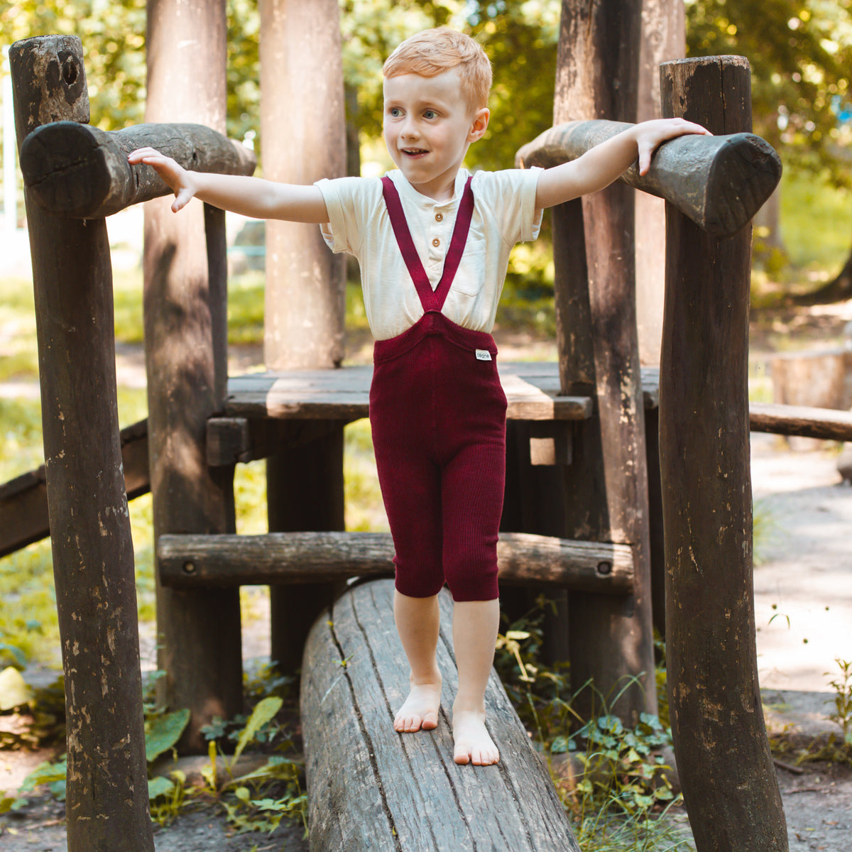 Short Tights with Braces - Cherry Burgundy