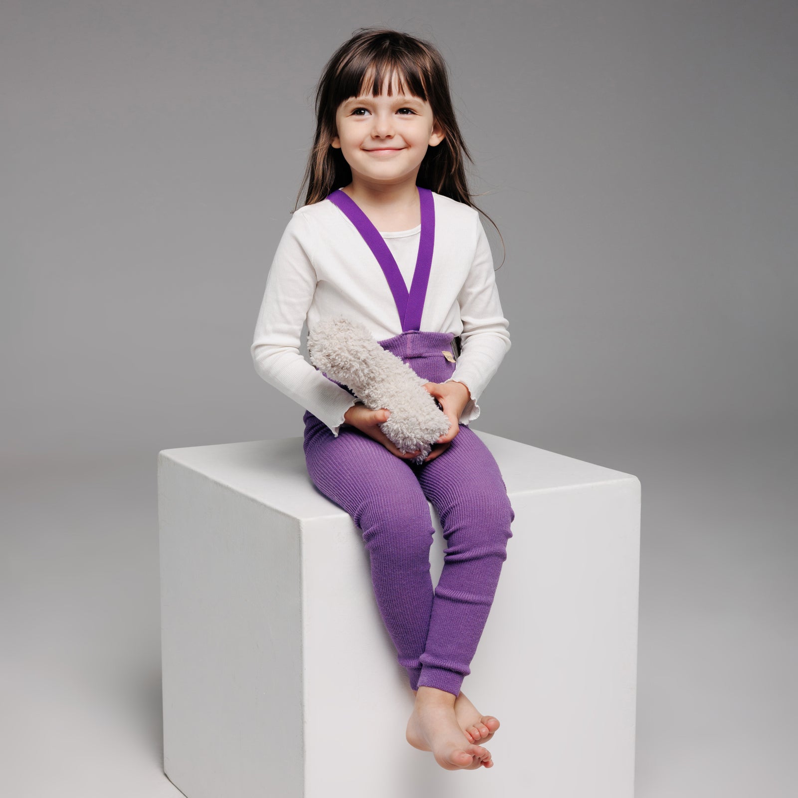 Alpaca Footless Tights with Braces - Plum Purple