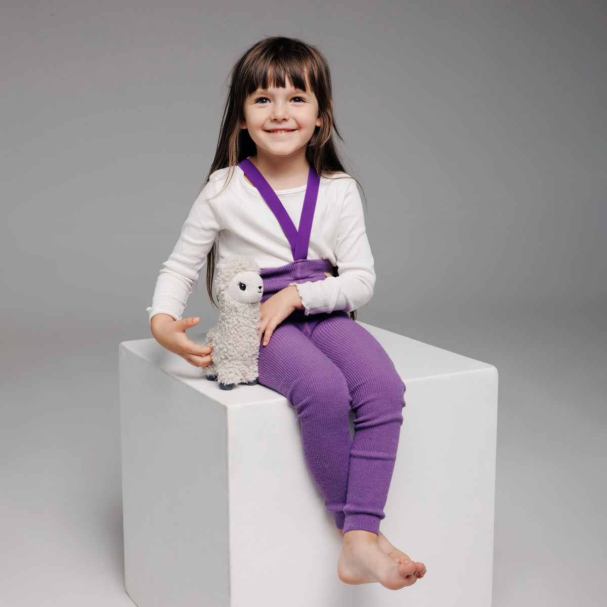 Alpaca Footless Tights with Braces - Plum Purple
