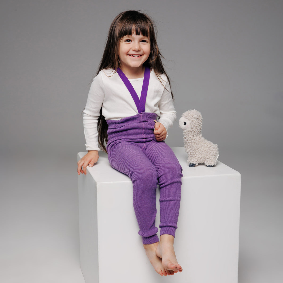Alpaca Footless Tights with Braces - Plum Purple