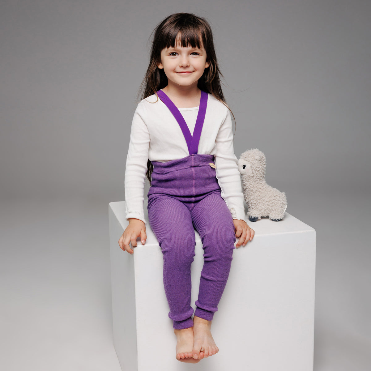 Alpaca Footless Tights with Braces - Plum Purple