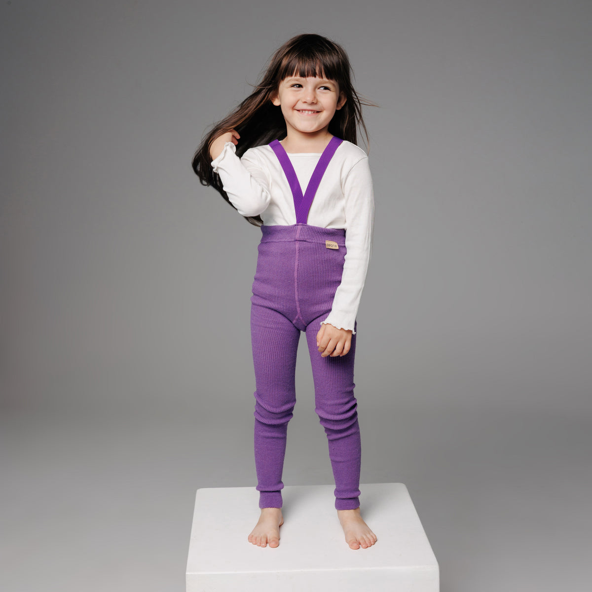 Alpaca Footless Tights with Braces - Plum Purple