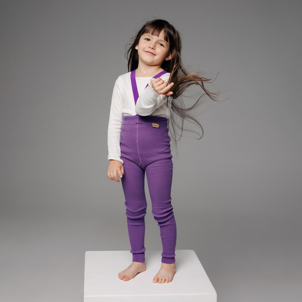 Alpaca Footless Tights with Braces - Plum Purple