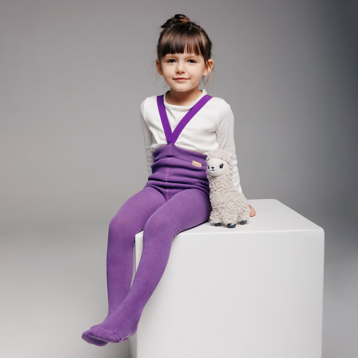 Alpaca Tights with Braces - Plum Purple