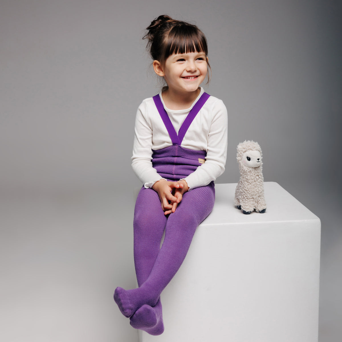 Alpaca Tights with Braces - Plum Purple
