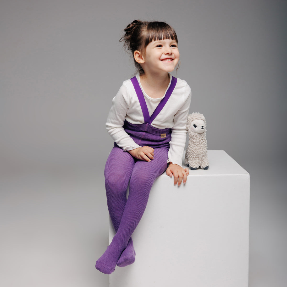 Alpaca Tights with Braces - Plum Purple