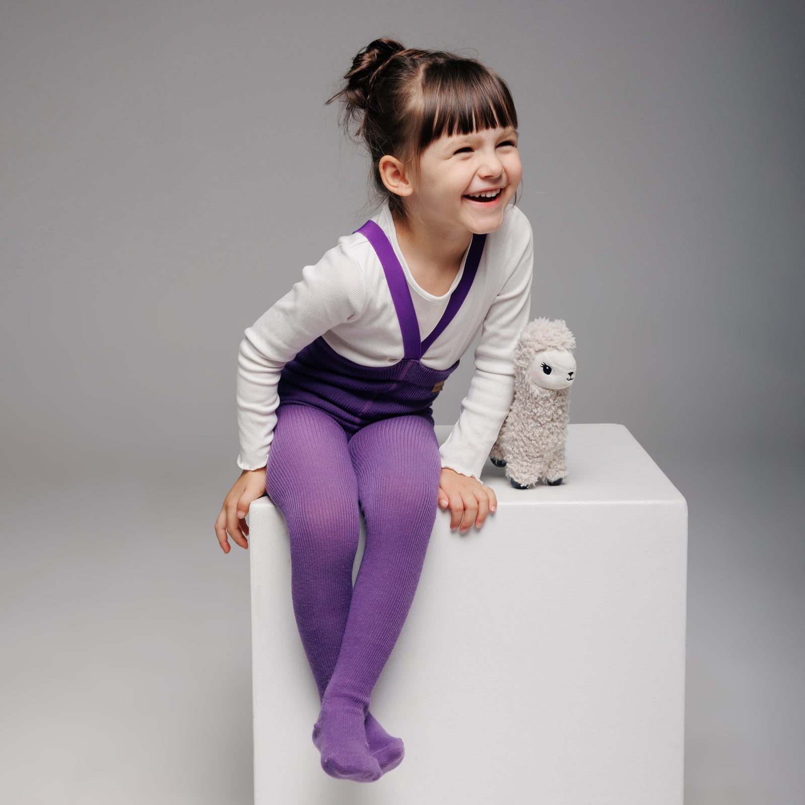 Alpaca Tights with Braces - Plum Purple
