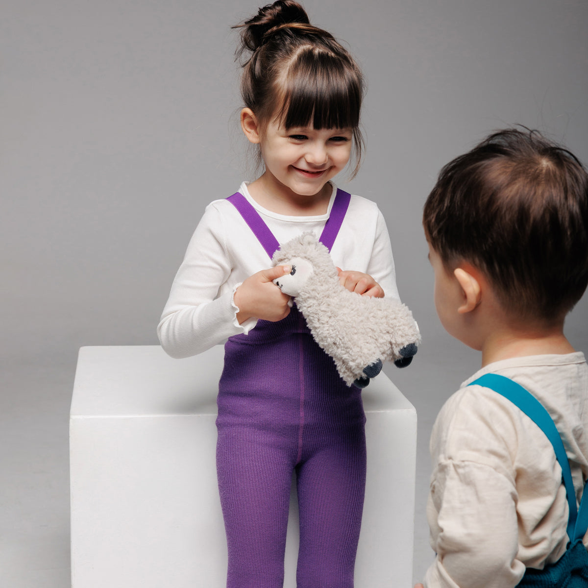 Alpaca Tights with Braces - Plum Purple