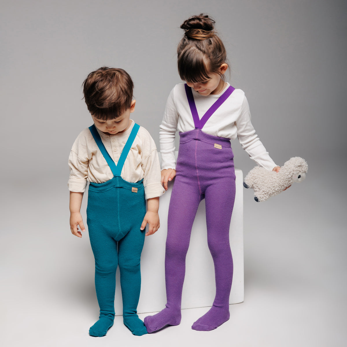 Alpaca Tights with Braces - Plum Purple