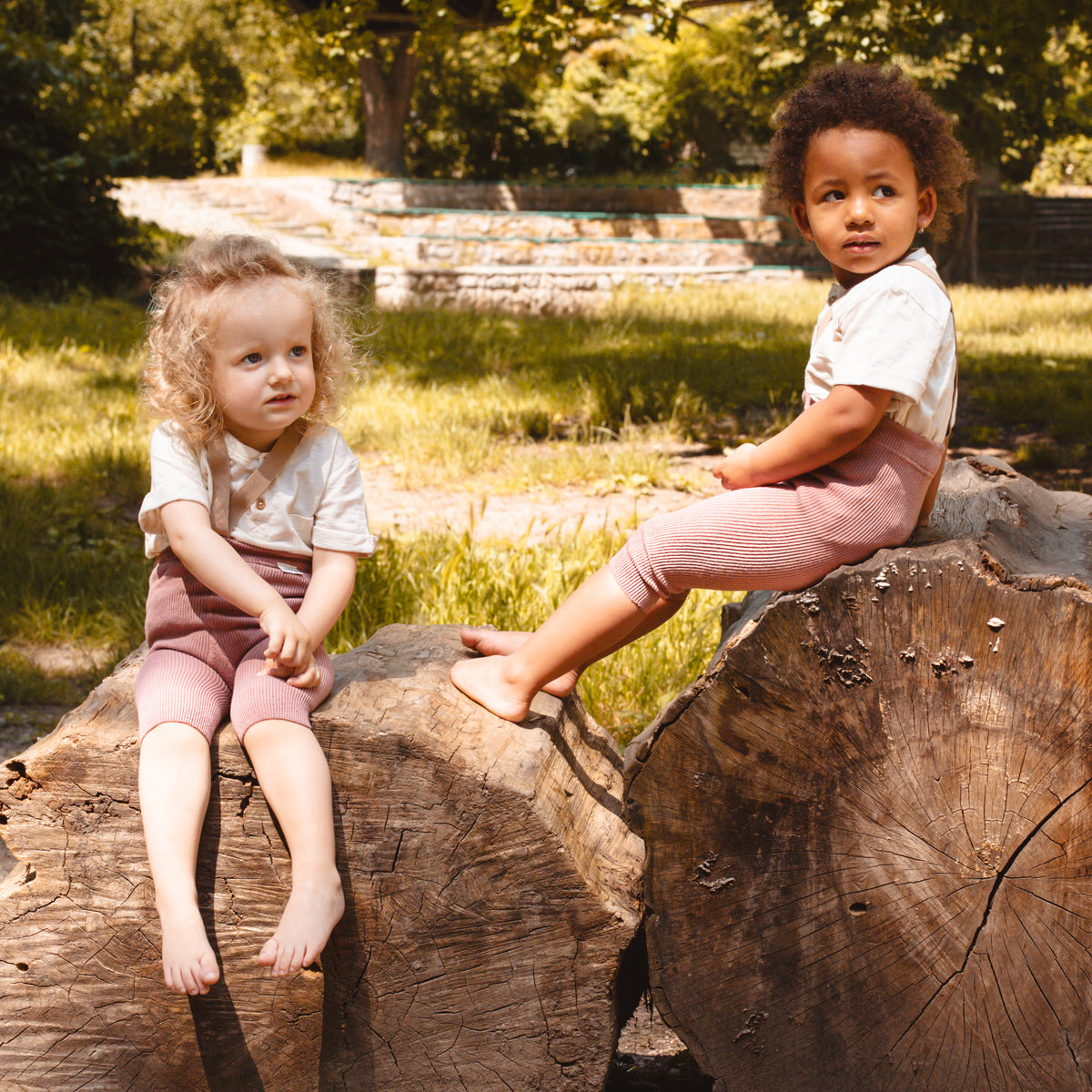 Short Tights with Braces - Dusty Rose