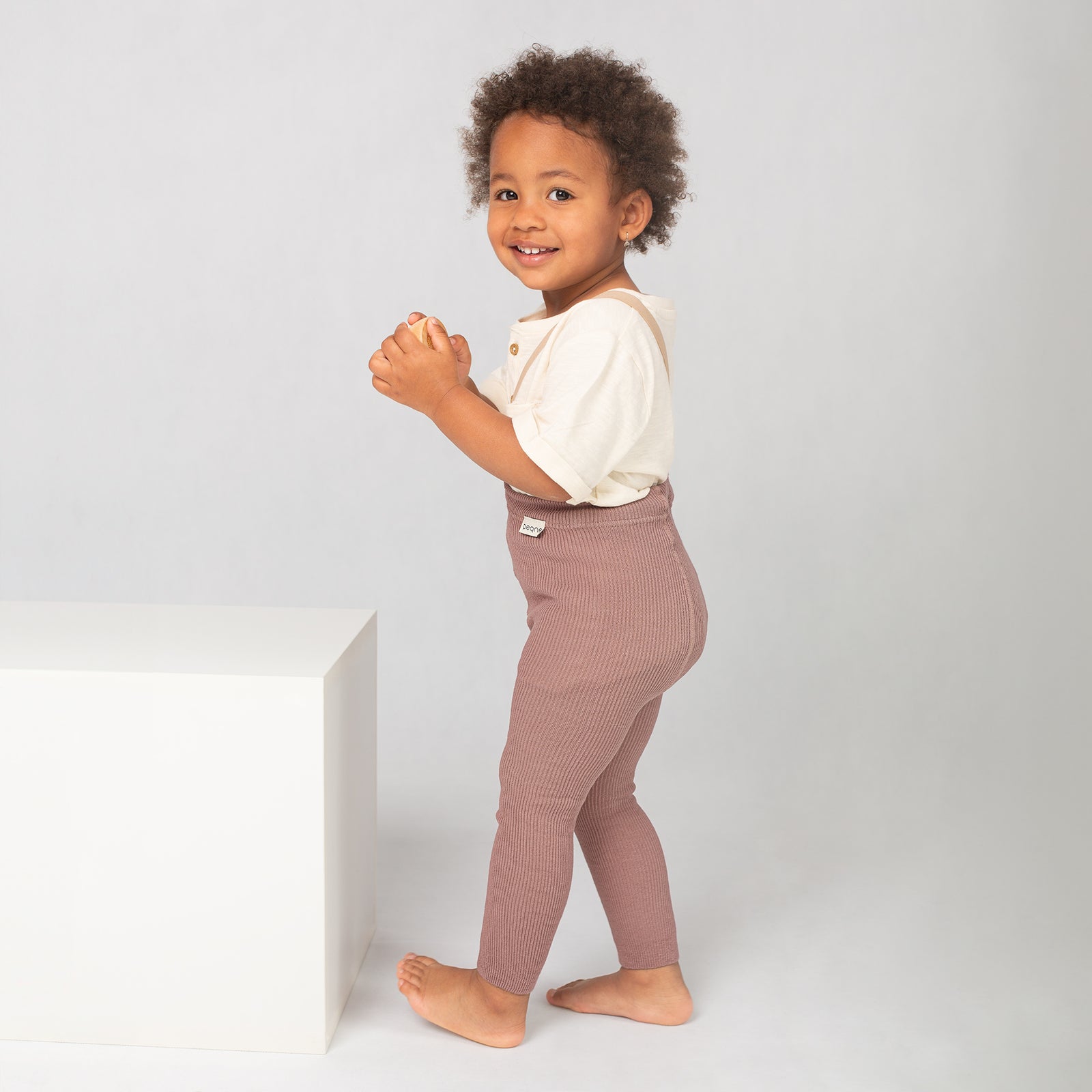 Footless Tights with Braces - Dusty Rose