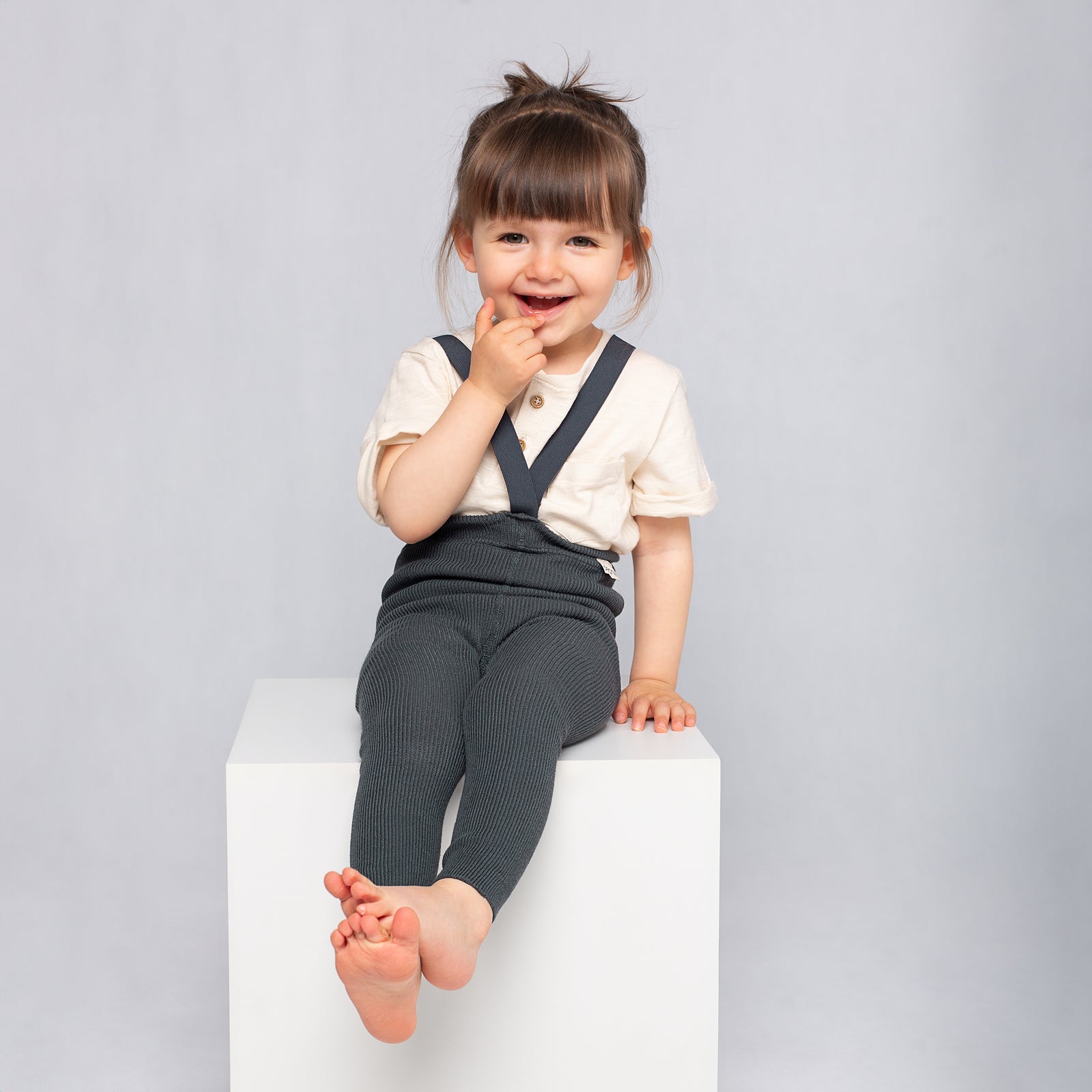 Footless Tights with Braces - Pearl Grey