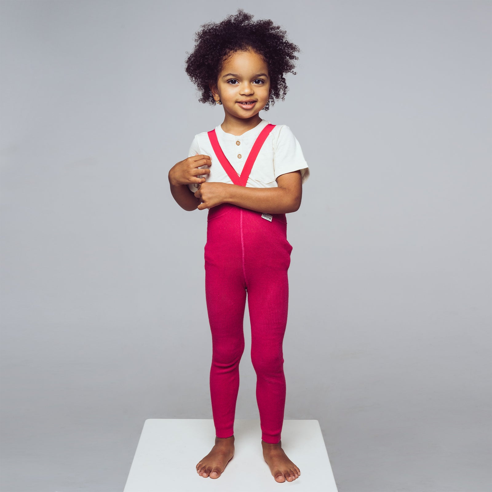 Footless Tights with Braces - Magenta