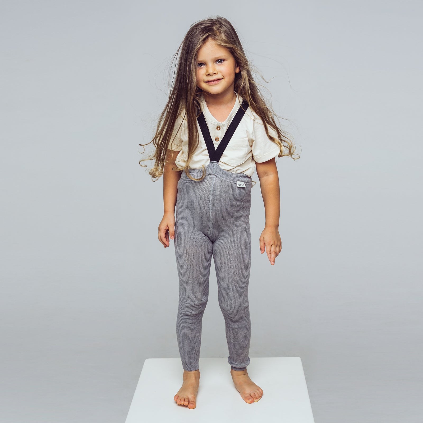 Footless Tights with Braces - Northern Grey