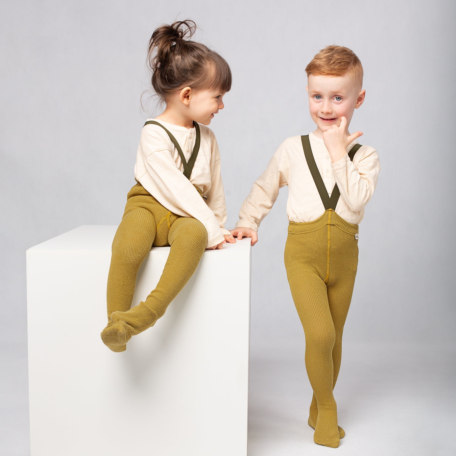 Tights with Braces - Yellow Ochre