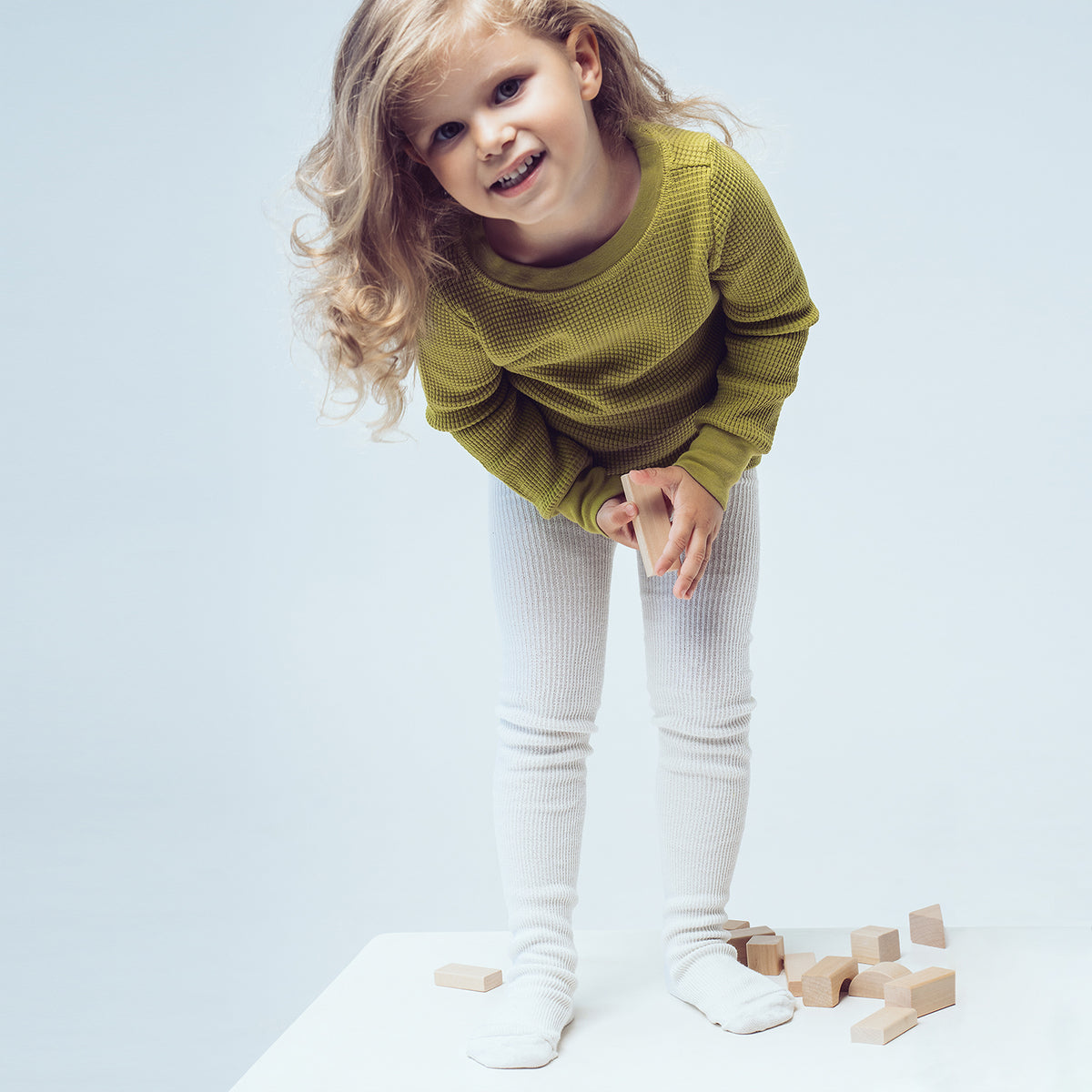 PEQNE Footed Children Tights in Cream White