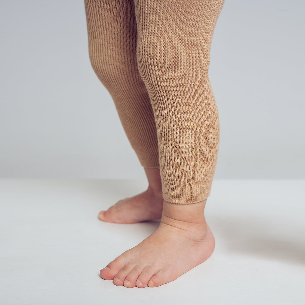 PEQNE Leggings Footless Tights with Braces in Beige Brown
