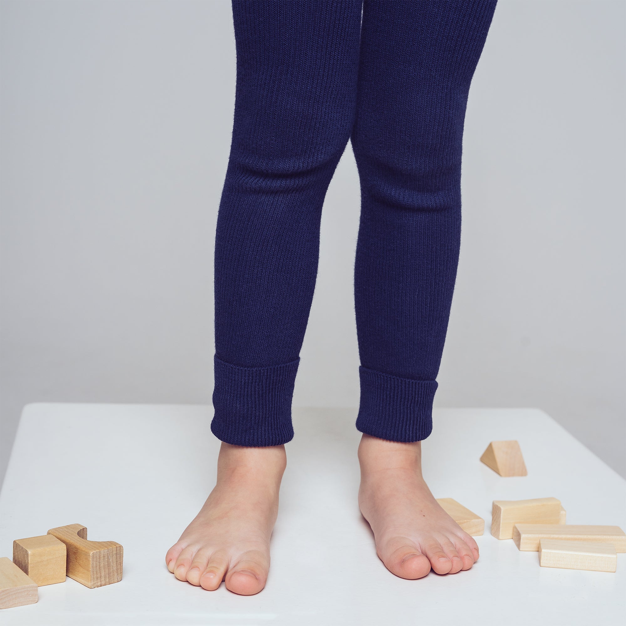 Footless Tights with Braces Navy Blue - Main Image