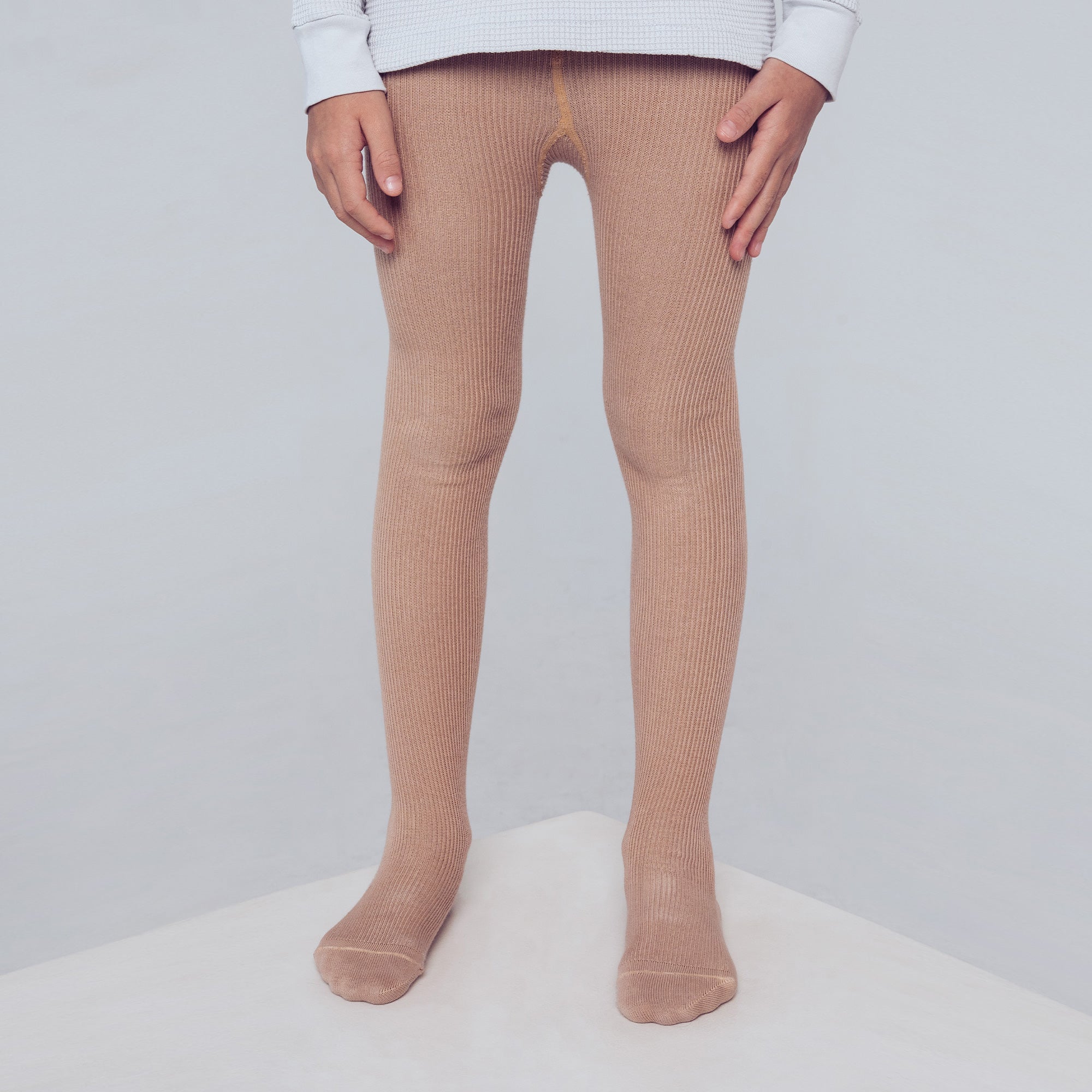 Contrast Check Stretch Nylon Leggings in Archive Beige - Children
